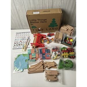 Tiny Land Train Set 110pcs Children's Wooden Train Set - Scenery, Buildings, ETC